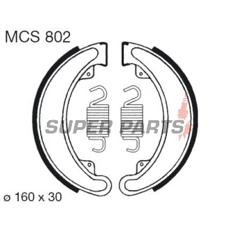 Накладки (челюст) -TRW- MCS802, 160x30mm, Honda CB250/360/400 Four (1968-1979), TRX300 2x4/4x4 (1988-2000)