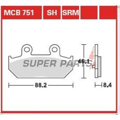 Накладки -TRW- MCB751SRM, синтеровани, Suzuki Burgman 400 / ABS (2008-2012), Suzuki Burgman 650 / Executive (2002-2012)