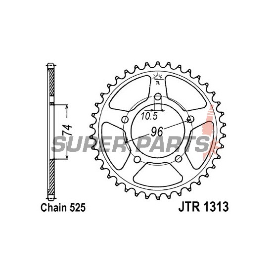 Заден пиньон -JT- JTR1313,40, 40 зъба, стоманен, Honda CBR 400 1988-1989