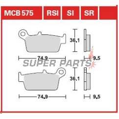 Накладки -TRW- MCB575, CPI Sahel 125, Gas Gas EC/FSE/FSR/MC/SM 125-515cc, Honda CR/CRM/XR 50-650cc, Kawasaki KDX/KLX/KX 125-500cc, Suzuki DR-Z/RM 125-400cc, Yamaha WR/YZ 125-426cc