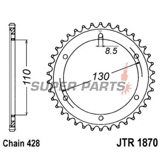Заден пиньон -JT- JTR1870,46, 46 зъба, стоманен, Yamaha TZR 125 1993-1999, YBR 250 2005-2012