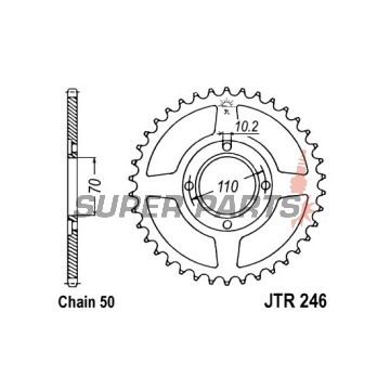 Заден пиньон -JT- JTR246,41, 41 зъба, стоманен, Honda CB 250 1977-1981, CB 400 1978-1983, CM 400 1978-1981