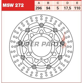 Спирачен диск -TRW- MSW272, 300mm, Honda CBF 600/1000 N-S-FA ABS (2004-2016), CBR 250R/300R ABS (2011-2017), DN-01 700A (2008-2010)
