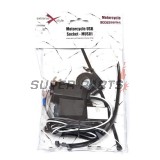 USB адаптер със запалка -4 RIDE- 12V, 2.1A, с държач за кормило 22mm - универсален