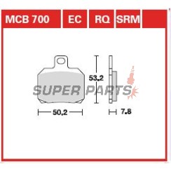 Накладки -TRW- MCB700EC, Aprilia ETV, RS, RSV, SL, Tuono; Benelli TNT, Tornado, TreK; Ducati 1098, 1198, 848, Monster, Multistrada, Panigale; KTM RC8, Super Duke; Moto Guzzi Breva, Nevada; Piaggio Beverly, X8, X9; Yamaha YP, VP, XQ