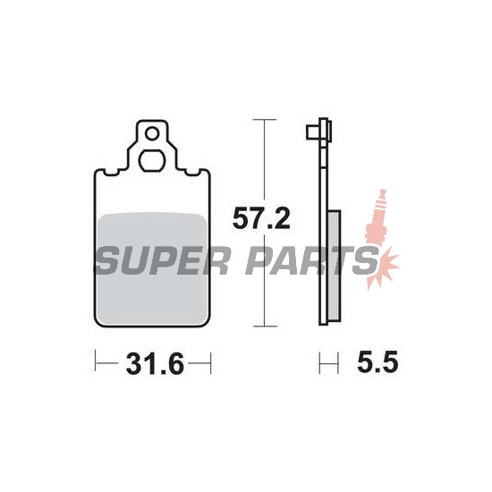 Накладки -TRW- MCB578, Aprilia AF1/RS/RX/SX/Tuono/Tuareg 50, Cagiva Aletta/Elefant/W8 125-200, Derbi GPR 50/75, Fantic Caballero/Koala/Raider, KTM SX 60/65, Malaguti Centro/F15 Firefox 50, Simson Schikra/Sperber 50/125, Yamaha DT 50R