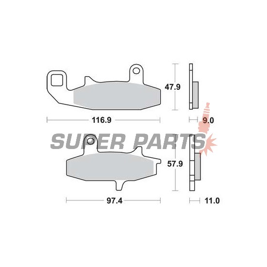 Накладки -TRW- MCB597, Honda VTZ250 Xelvis, Suzuki DR650/650R/RS/RSE/RE/SE, DR750S-800S Big (1988-1996)