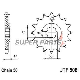Преден пиньон -JT- JTF508,14, 14 зъба, Cagiva Ala Rossa 350 1983-1984, Kawasaki H2A 750 1973, H2B 750 1974, H2C 750 1975, KH 400 1976-1978, KH 500 1974