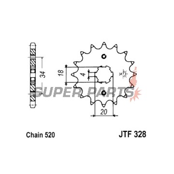 Преден пиньон -JT- JTF328,14, 14 зъба, Honda CM 250 1982, XR 200 1986-2002, XR 250 1984-1985, 1987