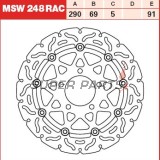 Спирачен диск -TRW- MSW248RAC, 290mm, Suzuki GSF 650/650S/650A Bandit (2005-2006) / GSX 750F (2003-2006) / M 1500 Intruder (2009-2012) / SV 650/650S (2003-2009) / VLR 1800R/1800RT Intruder (2008-2013) / VZ 1500 Intruder (2009-2013)