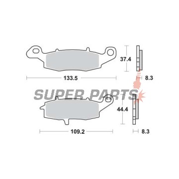 Накладки -TRW- MCB681SH, Kawasaki ER-6F/ER-6N, Versys 650, VN/Vulcan, W650/W800, Z750/ZR-7; Suzuki V-Strom, SV650, GS500, Bandit, Intruder/VanVan (1995-2020)