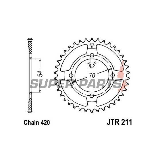 Заден пиньон -JT- JTR211,40, 40 зъба, стоманен, Honda C 50 1992-1997, C 90 1981, 1984-2000, 2002
