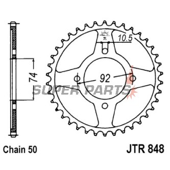 Заден пиньон -JT- JTR848,37, 37 зъба, стоманен, Yamaha RD 350 1974-1975