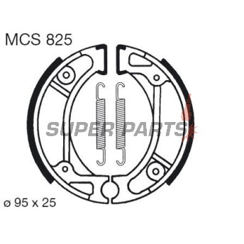Накладки (челюст) -TRW- MCS825, 95x20mm, Honda CR50/60/80R, CRF70F/100R, CRM75, QR50, XR70/XR100R, Dio, Wallaroo, Vision (1982-2010), Kymco CX50, DJ50, DJW/DJX/DJY50, ZX50 Fever (1991-2007), HSC HSC01, SR50, ZR50, ZX50 (1992)