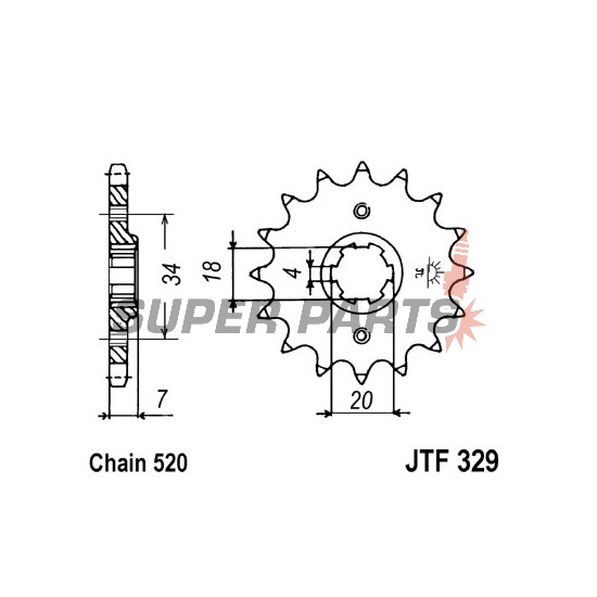 Преден пиньон -JT- JTF329,14, 14 зъба, Honda MTX 125 1987-1989