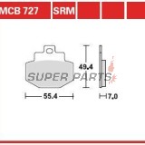Накладки -TRW- MCB727SRM, синтеровани, Benelli Adiva 125/150 (1999-2005), Gilera Runner 125/180/200 (2001-2013), Vespa/Piaggio DNA, GT, GTS, GTV, GTX, Hexagon, Granturismo 125/150/200/300 (2000-2016)