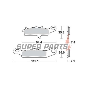 Накладки -TRW- MCB757SI, Kawasaki Brute Force 650, KFX 450R/700 V-Force, KVF/Prairie 650-700; Suzuki LT-V 700 Twin Peaks, Polaris Ranger RZR 800