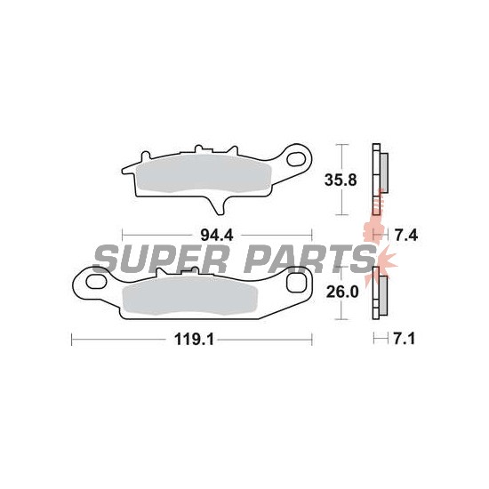 Накладки -TRW- MCB757SI, Kawasaki Brute Force 650, KFX 450R/700 V-Force, KVF/Prairie 650-700; Suzuki LT-V 700 Twin Peaks, Polaris Ranger RZR 800