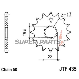 Преден пиньон -JT- JTF435,15, 15 зъба, Suzuki GR 650 1983-1985, GSX 400 1981-1983, GSX-R 400 1988-1989