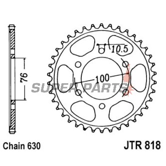 Заден пиньон -JT- JTR818,42, 42 зъба, стоманен, Suzuki GS 1000 1978-1982, GS 1100 1980-1986, GSX 1100 1980-1987