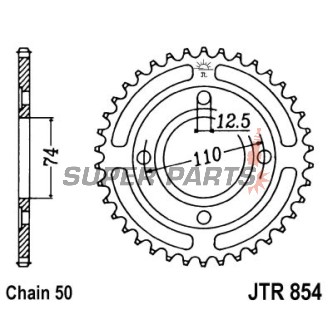 Заден пиньон -JT- JTR854,38, 38 зъба, стоманен, Yamaha RD 250/400 1978-1980, XS 250 1977-1980, XS 400 1978, 1981-1983, XS 500 1976-1979