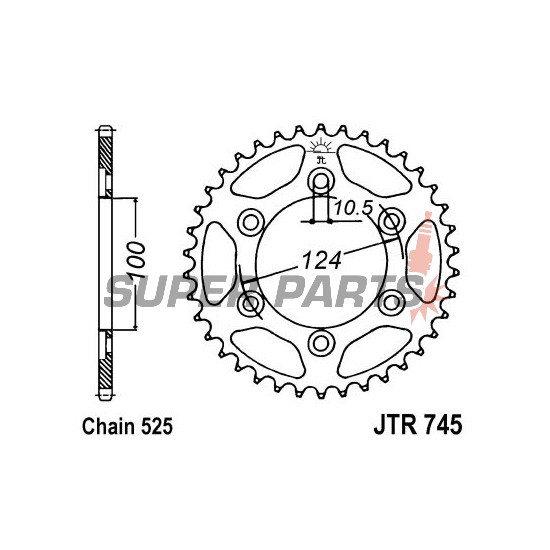 Заден пиньон -JT- JTR745,43, 43 зъба, стоманен, Ducati GT 1000 2006-2010, Monster 1000 2003-2005, Monster 916 2001-2003, Paul Smart 1000 2006, Sport 1000 2006-2009, Sportclassic 1000 2007-2010, SS 1000 2003-2006, ST3 992 2004-2007