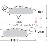 Накладки -TRW- MCB758SI, Kawasaki Brute Force/Prairie 650-700, KFX 450R & 700 V-Force, Suzuki LT-V 700 Twin Peaks, Polaris Ranger RZR 800, Suzuki RM85/RM85L
