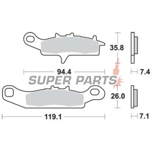 Накладки -TRW- MCB758SI, Kawasaki Brute Force/Prairie 650-700, KFX 450R & 700 V-Force, Suzuki LT-V 700 Twin Peaks, Polaris Ranger RZR 800, Suzuki RM85/RM85L