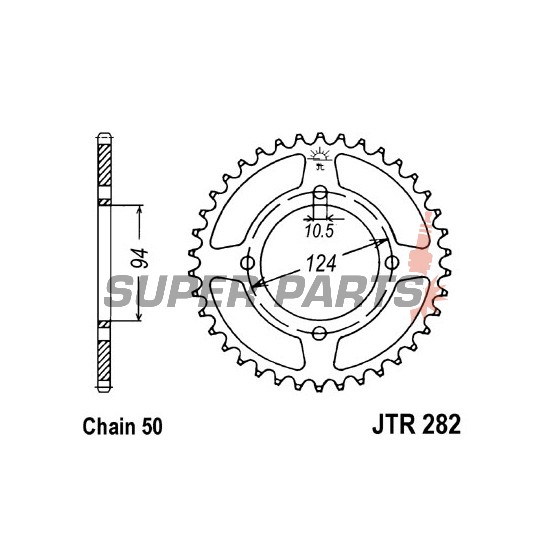 Заден пиньон -JT- JTR282,37, 37 зъба, стоманен, Honda CB 500 1972-1977, CB 550 1974-1981