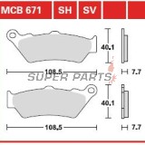 Накладки -TRW- MCB671SH, Aprilia Pegaso 650, BMW F 800 GS, Ducati Scrambler 800, Honda NX Dominator 650, KTM Adventure 990, Moto Guzzi California 1100, Triumph Rocket III 2300, Yamaha XT 660R (1976-2020)