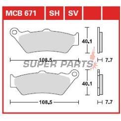 Накладки -TRW- MCB671SH, Aprilia Pegaso 650, BMW F 800 GS, Ducati Scrambler 800, Honda NX Dominator 650, KTM Adventure 990, Moto Guzzi California 1100, Triumph Rocket III 2300, Yamaha XT 660R (1976-2020)
