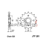 Преден пиньон -JT- JTF281,16, 16 зъба, Honda CB 250 1980-1984, XR 250 1982-1983, XR 600 1985-1990