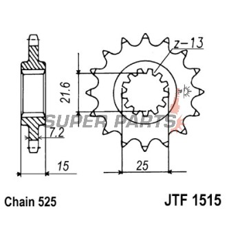 Преден пиньон -JT- JTF1515,14, 14 зъба