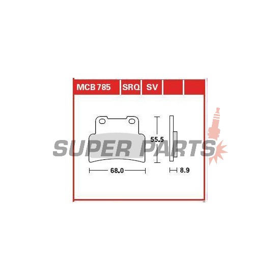 Накладки -TRW- MCB785SV, Aprilia Mana, RS, Shiver, Dorsoduro; Yamaha MT, YZF-R125 - 125, 750, 850, 900, 1200cc, 2007-2017