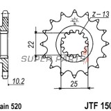 Преден пиньон -JT- JTF1503,12, 12 зъба, Kawasaki KEF 300 1995-2003, KFX 250 2000-2004, KSF 250 1987-2004