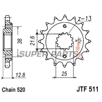 Преден пиньон -JT- JTF511,14, 14 зъба, Kawasaki KL 650 1990-1991, KLR 650 1990-2017, KLX 650 1993-1996