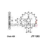 Преден пиньон -JT- JTF1263,12, 12 зъба, Suzuki TF 100/185 1981, TF 125 1979-2011, Yamaha AG 200 1984-2006, RD 125 1982-1987, RT 180 1990-1998, SR 125 1992-2003, TZR 125 1987-1993, XT 125 2005-2007, XT 225 1992-2007, XTZ 125 2002-2004