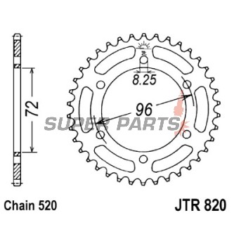 Заден пиньон -JT- JTR820,42, 42 зъба, стоманен, Suzuki DR 250 1982-1987, SP 250 1982-1985