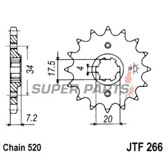 Преден пиньон -JT- JTF266,13, 13 зъба, Honda CBX 250 1984-1986, CR 125 1979-1985, 1987