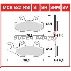 Накладки -TRW- MCB582SV, ATK 250/260/406, CAN-AM Commander/Maverick 800/1000, Kawasaki Brute Force/KLX/KVF/Teryx, Suzuki DR/RM/LT-R, Yamaha TT/WR/XTZ/YFM/YFZ/YXR/YZ (1989-2020)