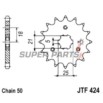 Преден пиньон -JT- JTF424,17, 17 зъба, Yamaha RD 400 1976-1978