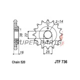 Преден пиньон -JT- JTF736,13, 13 зъба, Ducati 748 748 1995-2003, 851 851 1988-1992, 888 888 1993-1994, 900 900 1992-1997, Biposto 748 1995-2003, MH 900 2001-2002, Monop. 748 1995-1997, 2001-2002, Monop. 749 2003-2006
