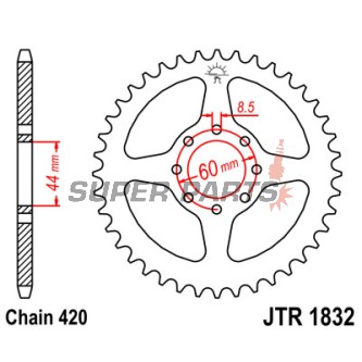 Заден пиньон -JT- JTR1832,52, 52 зъба, стоманен, Yamaha DT 50 1999-2002