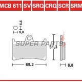 Накладки -TRW- MCB611SCR, състезателни, Yamaha BT Bulldog 1100, FJ-09 900, FJR 1300, FZ1 1000, FZ6 600, FZ8 800, FZS Fazer 600/1000, MT-01/07/09/10, TDM 900, XJR 1300, Tmax 530, XSR 700/900, XT 1200, XV 1700/1900, YZF/R1/R6/R7 600-1000 - 1996-2024