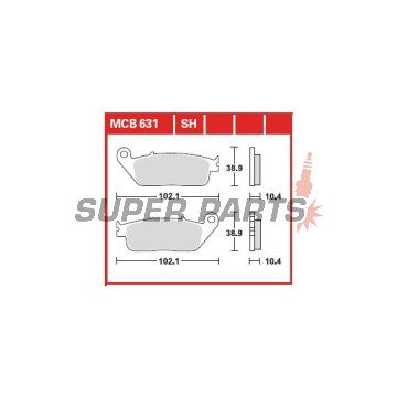 Накладки -TRW- MCB631, Honda CBR1000F (1990-1992), Honda RVF750R (1994-1997), Honda ST1100 Pan European / ABS (1990-2001), Kymco People 250 (2004-2005), Yamaha MT-01 1700 (2004-2011), Yamaha X-Max 125 ABS (2011-2012)