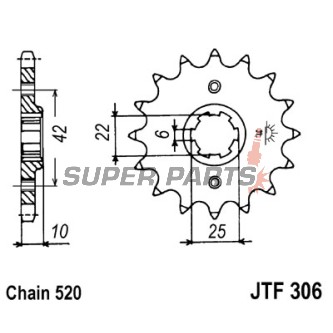Преден пиньон -JT- JTF306,14, 14 зъба