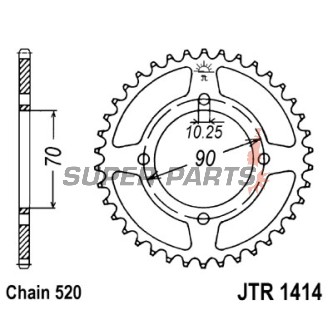 Заден пиньон -JT- JTR1414,43, 43 зъба, стоманен, Kawasaki KEF 300 1995-2003, KFX 250 2000-2004, KSF 250 1987-2004
