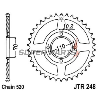 Заден пиньон -JT- JTR248,44, 44 зъба, стоманен, Honda CB 250 1980-1983