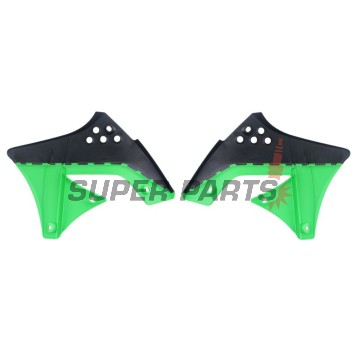 Предни странични пластмаси -POLISPORT- черно/зелено, KAWASAKI KX 250 2009-2012