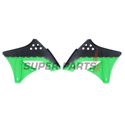 Предни странични пластмаси -POLISPORT- черно/зелено, KAWASAKI KX 250 2009-2012